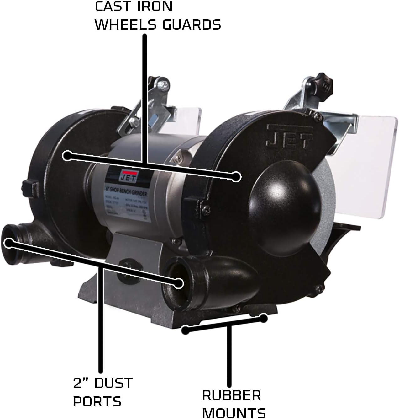 JET 6-Inch Bench Grinder with Wire Wheel (JBG-6W) and Bench Grinder Stand (JPS-2A)
