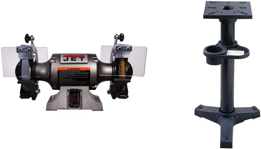 JET 6-Inch Bench Grinder with Wire Wheel (JBG-6W) and Bench Grinder Stand (JPS-2A)