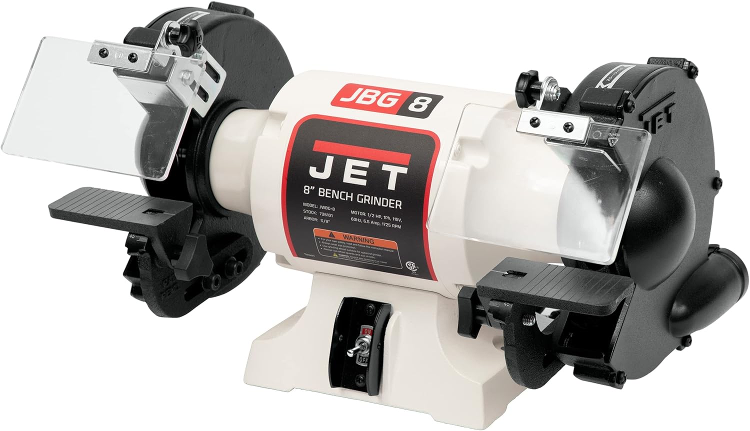 JET 8-Inch Bench Grinder, No Wheels, 1725 RPM, 1/2 HP, 115V 1Ph (Model JWBG-8NW)
