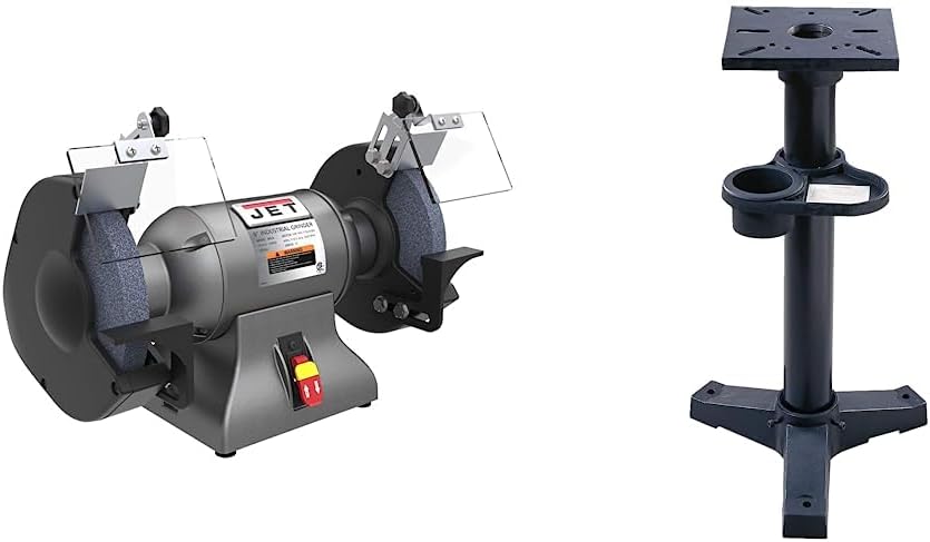 JET IBG-8, 8-Inch Industrial Bench Grinder, 1 HP, 1Ph 115V (578008) and JET Bench Grinder Stand (JPS-2A)