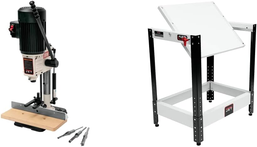 JET JBM-5 Benchtop Mortiser, 1/2HP, 115V 1PH (708580) and Flip Top Benchtop Machine Table (728200)