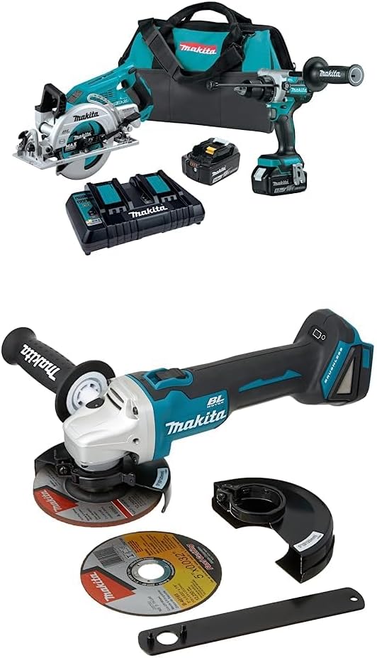 Makita XT289PT 18V LXT® Lithium-Ion Brushless Cordless 2-Pc. Combo Kit (5.0Ah) with Makita XAG09Z 18V LXT Lithium-Ion Brushless Cordless 4-1/2/5 Cut-Off/Angle Grinder