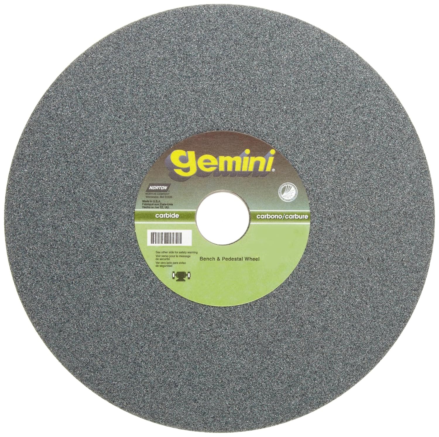 Norton Gemini Grinding Wheel, Crystolon Type 01 Bench and Pedestal Wheel, Medium 60 Grit, 6 Inch Silicone Carbide Grinding Wheel for Bench Grinder, Pack of 1