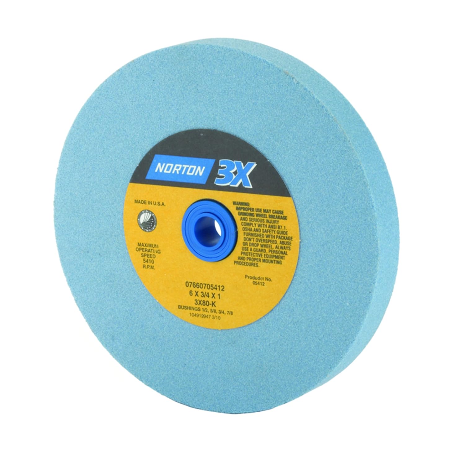 Norton Grinding Wheel, Premium Blue Bench and Pedestal Ceramic Alumina Bench Grinder Wheel, 6 Inch Grinding Wheel, Pack of 1