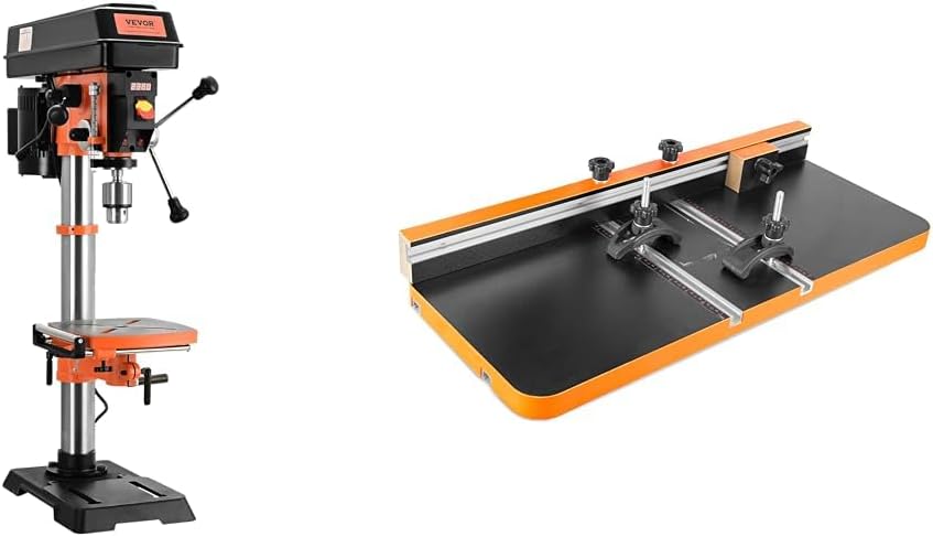 VEVOR 12 in Benchtop Drill Press, 5 Amp 120V, Variable Speed Cast Iron Bench Drill Press  WEN DPA2513 24-by-12-Inch Drill Press Table with an Adjustable Fence and Stop Block