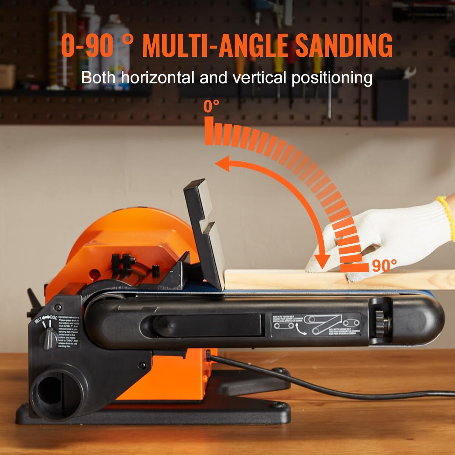 VEVOR Belt Sander, 6in. Disc Sander and 4x36 in. Belt Sander Combo with 4.3A Induction Motor, Powerful Woodworking Sander with Bench Mount and Cast Aluminum Work Table