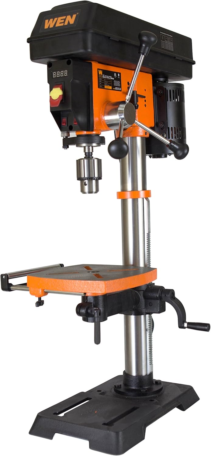 WEN 4214T 12 in. Variable Speed Drill Press  DPA2412T 24 in. x 12 in. Drill Press Table with an Adjustable Fence and Stop Block