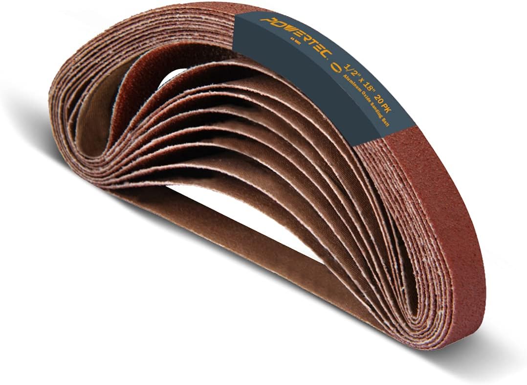 WEN 6307 Variable Speed Detailing File Sander with 1/2-by-18 Belt  POWERTEC 401804 1/2-Inch x 18-Inch 40 Grit Aluminum Oxide Sanding Belt, 20-Pack