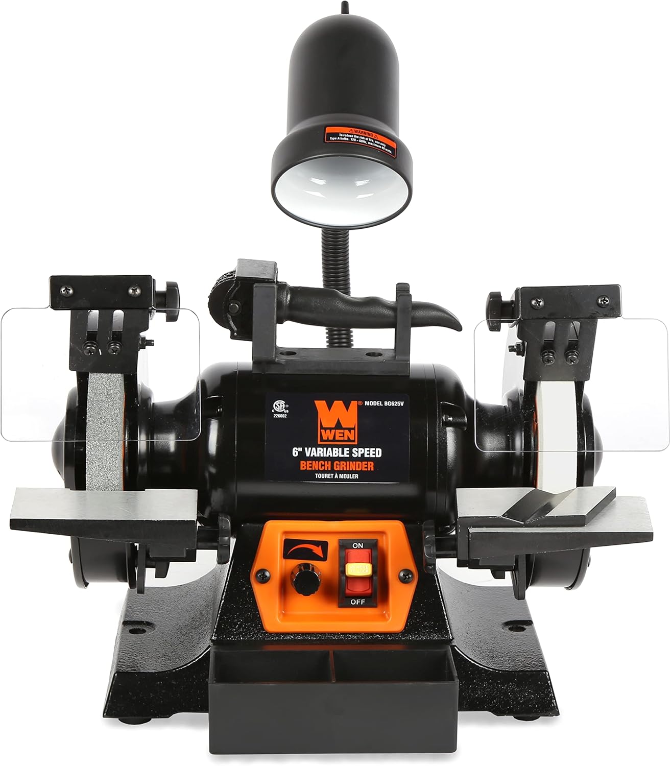 WEN BG625V 2.5-Amp 6-Inch Variable Speed Bench Grinder with Flexible Work Light, Black  6502T 4.3-Amp 4 x 36 in. Belt and 6 in. Disc Sander with Cast Iron Base