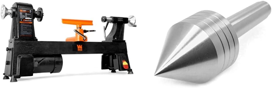 WEN LA3424 4.5-Amp 12-Inch by 18-Inch 5-Speed Benchtop Wood Lathe, Black  WEN LA1158 1-5/8-Inch MT2 Tailstock Live Center for Wood Lathes