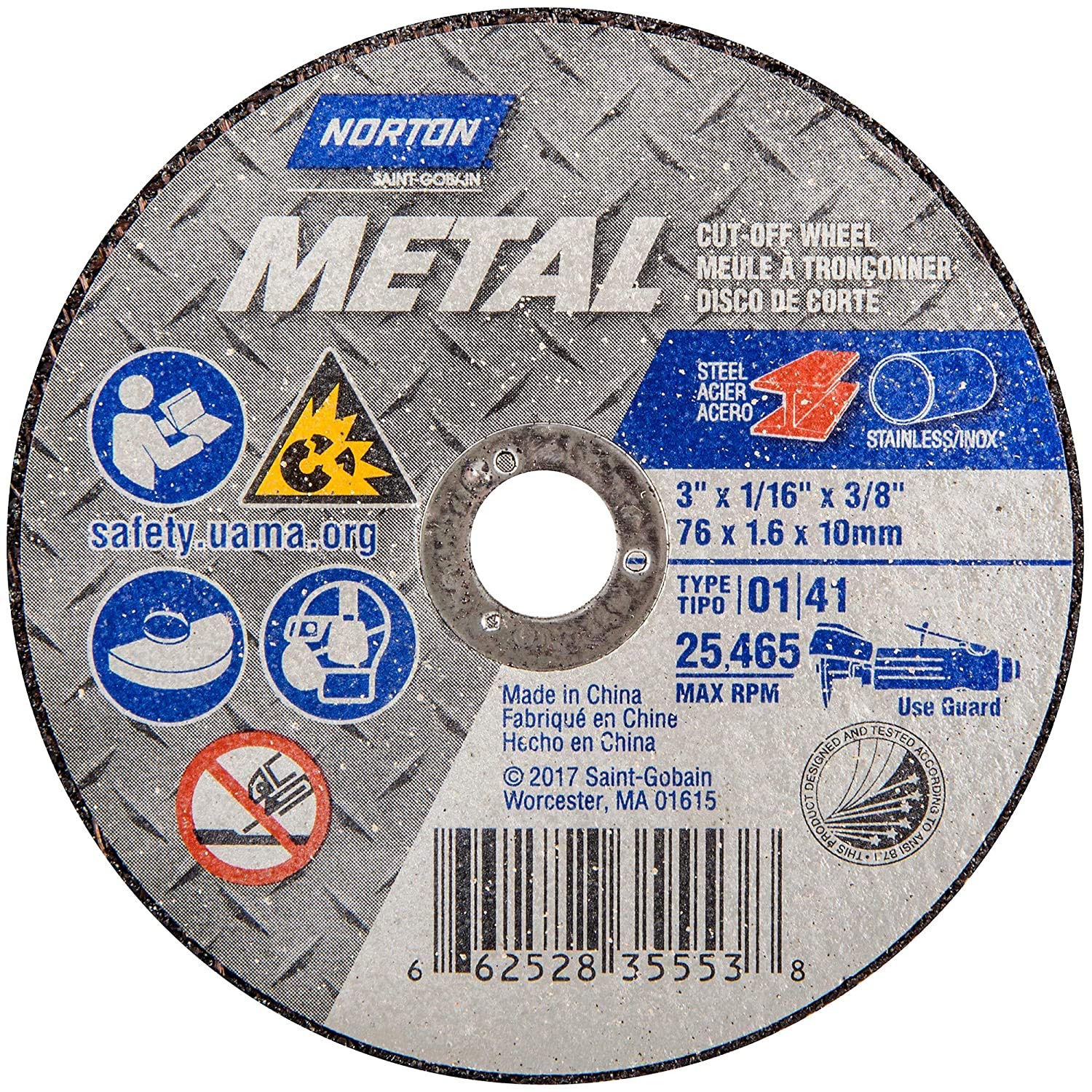 Cutoff Wheel, Gemin.i, 3in.x1/16in.x3/8in.