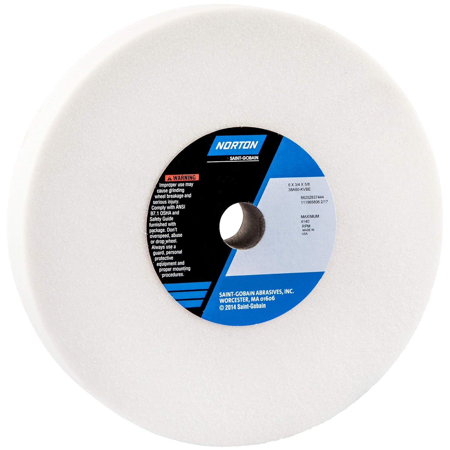 Grinding Wheel, T1, 6x3/4x5/8, Aluminum Oxide, 60G