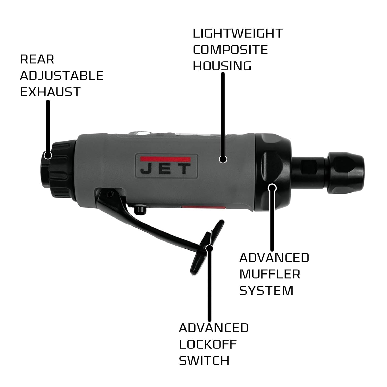 JET 1/4-Inch Pneumatic Straight Composite Die Grinder, 25000 RPM (Model JAT-419)