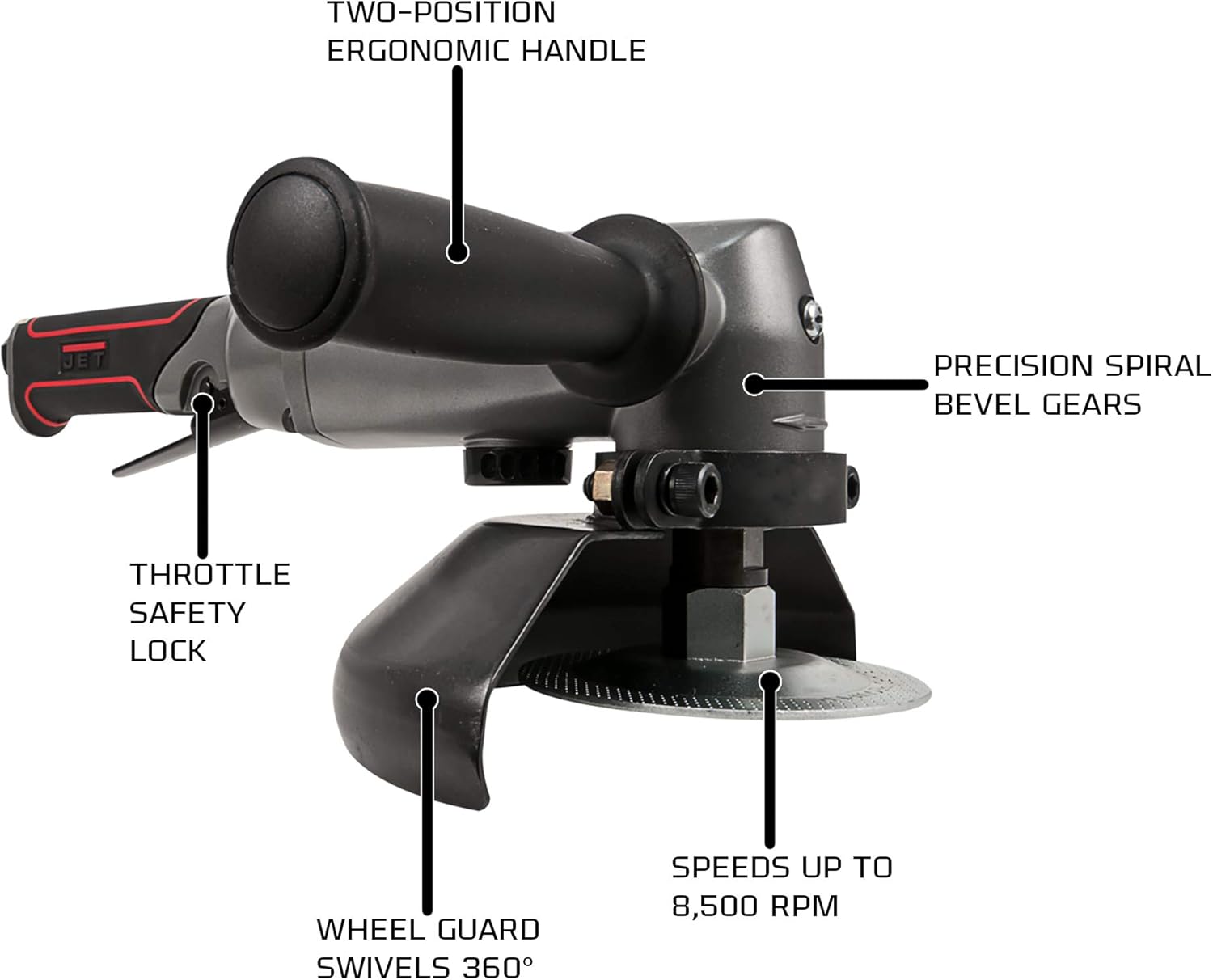 JET 7-Inch Pneumatic Angle Grinder, 8500 RPM (JAT-452)