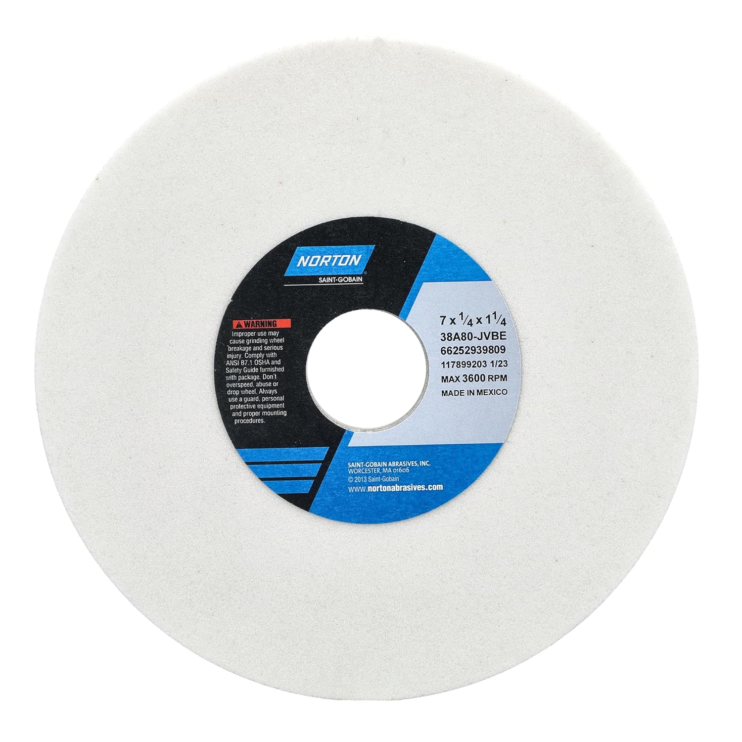 Norton 66252939809 Grinding Wheel,T1,7x1/4x1.25,AO,80G,PK5