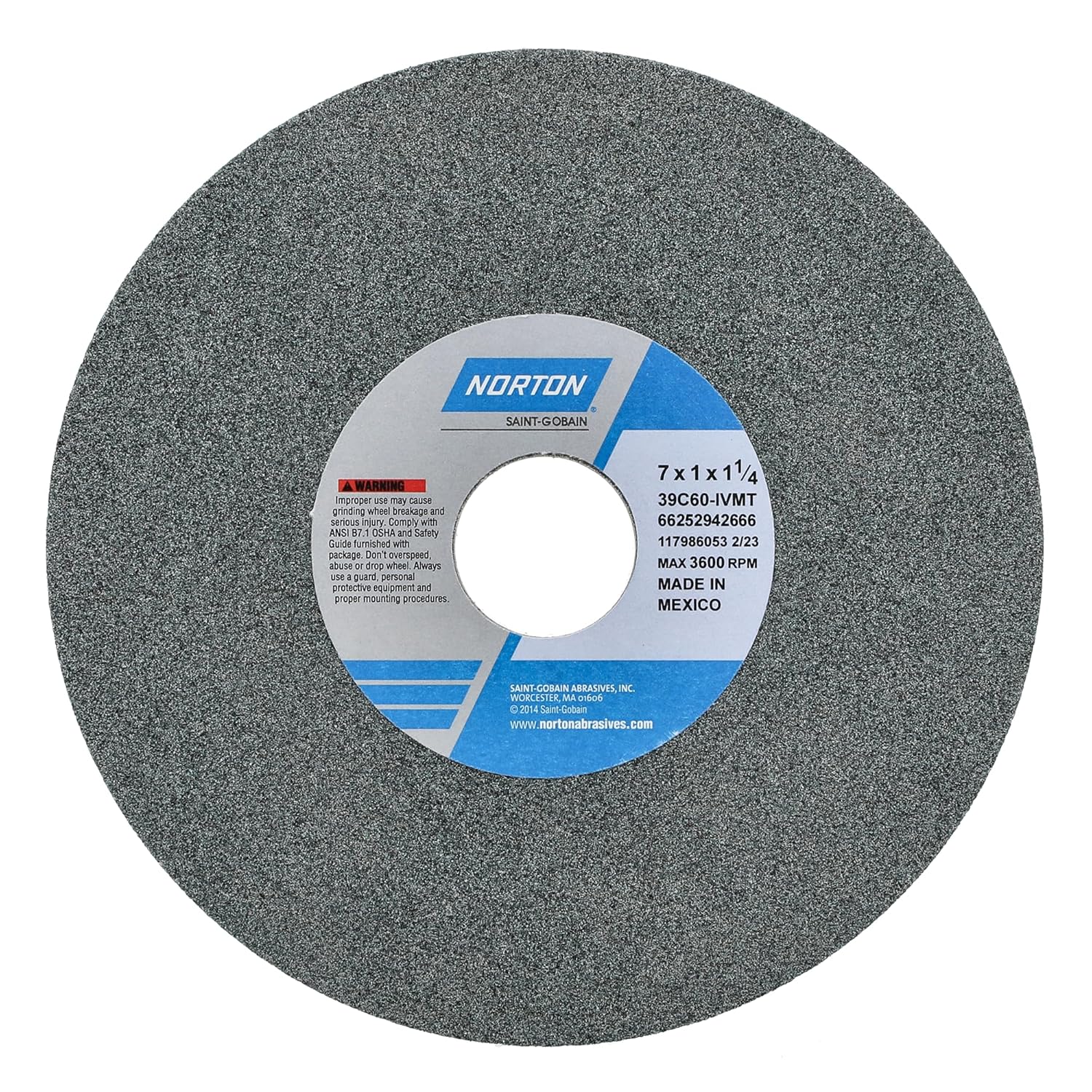 Norton 66252942666 Grinding Wheel,T1,7x1x1-1/4,SC,60G,PK5