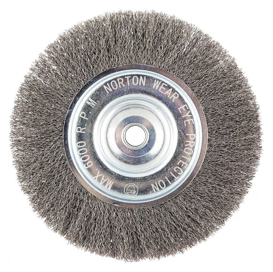 Norton 8 Crimped Wire Wheel Brush, Arbor Hole Mounting, 0.014 Wire Dia, 2-1/16 Bristle Trim Length, 1 E