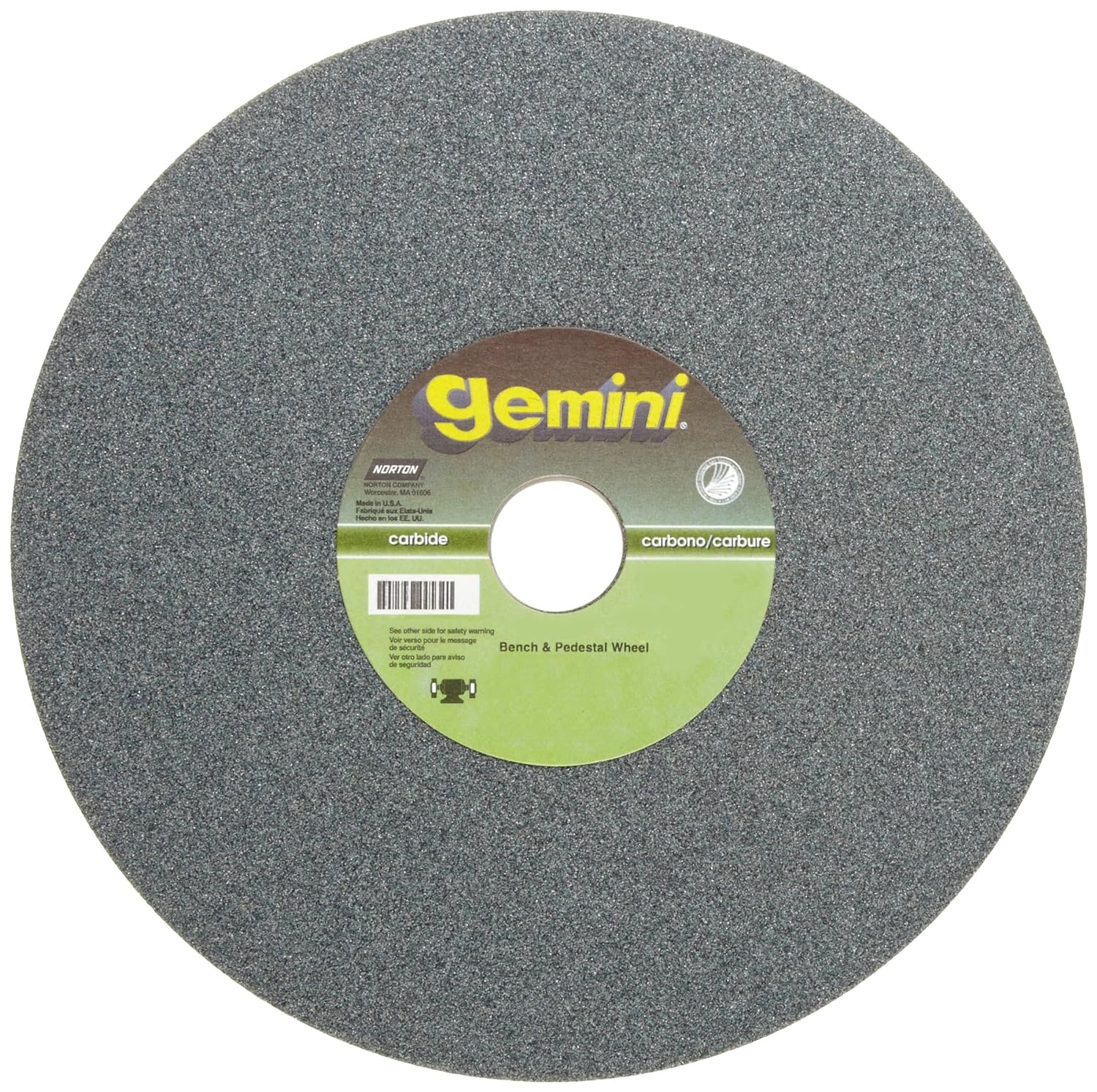 Norton Gemini Grinding Wheel, Crystolon Type 01 Bench and Pedestal Wheel, Extra Fine 120 Grit, 8 Inch Silicone Carbide Grinding Wheel for Bench Grinder, Pack of 1