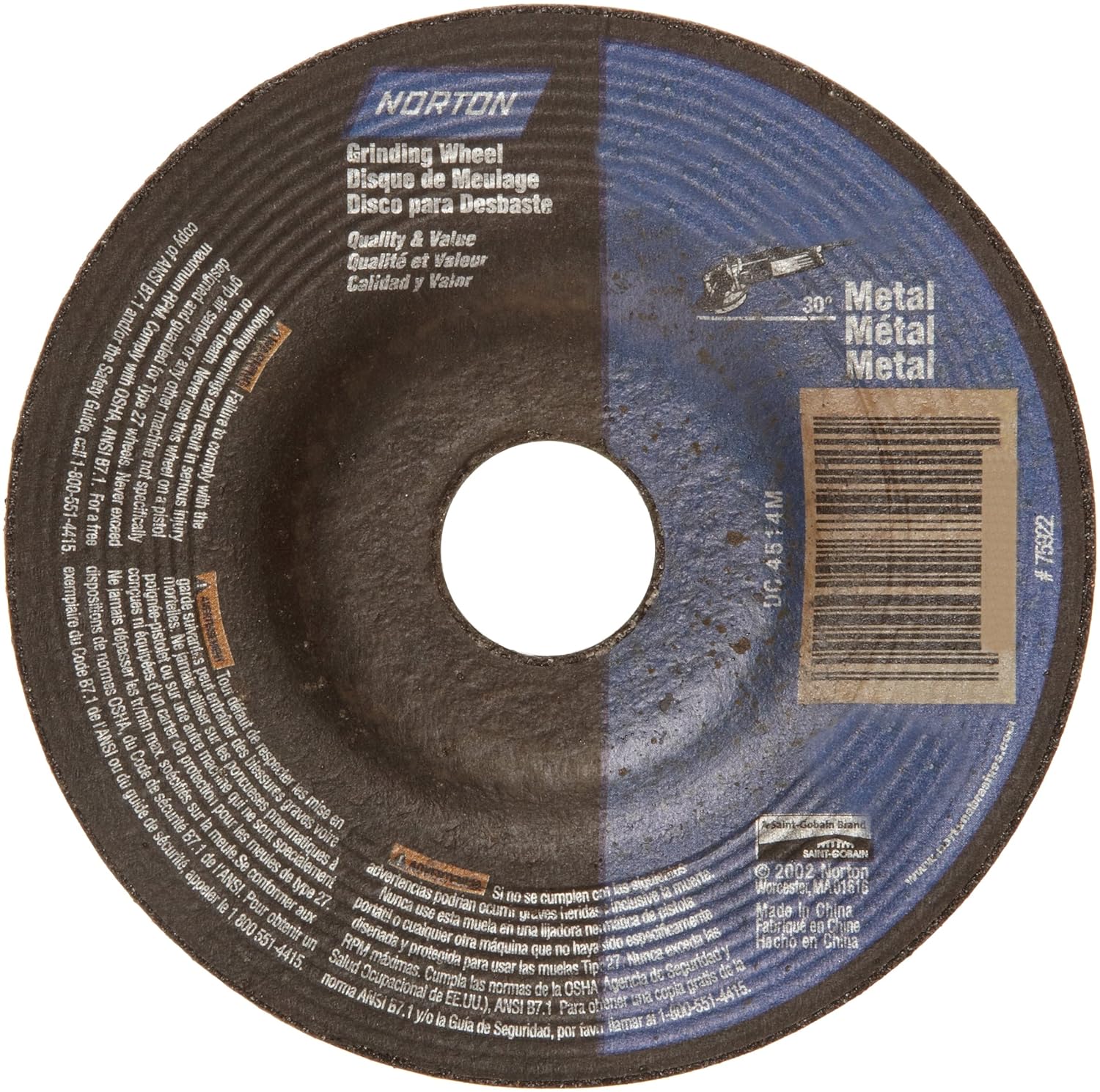 Norton Metal Grinding Wheel - 9 inch x1/4 x5/8-11