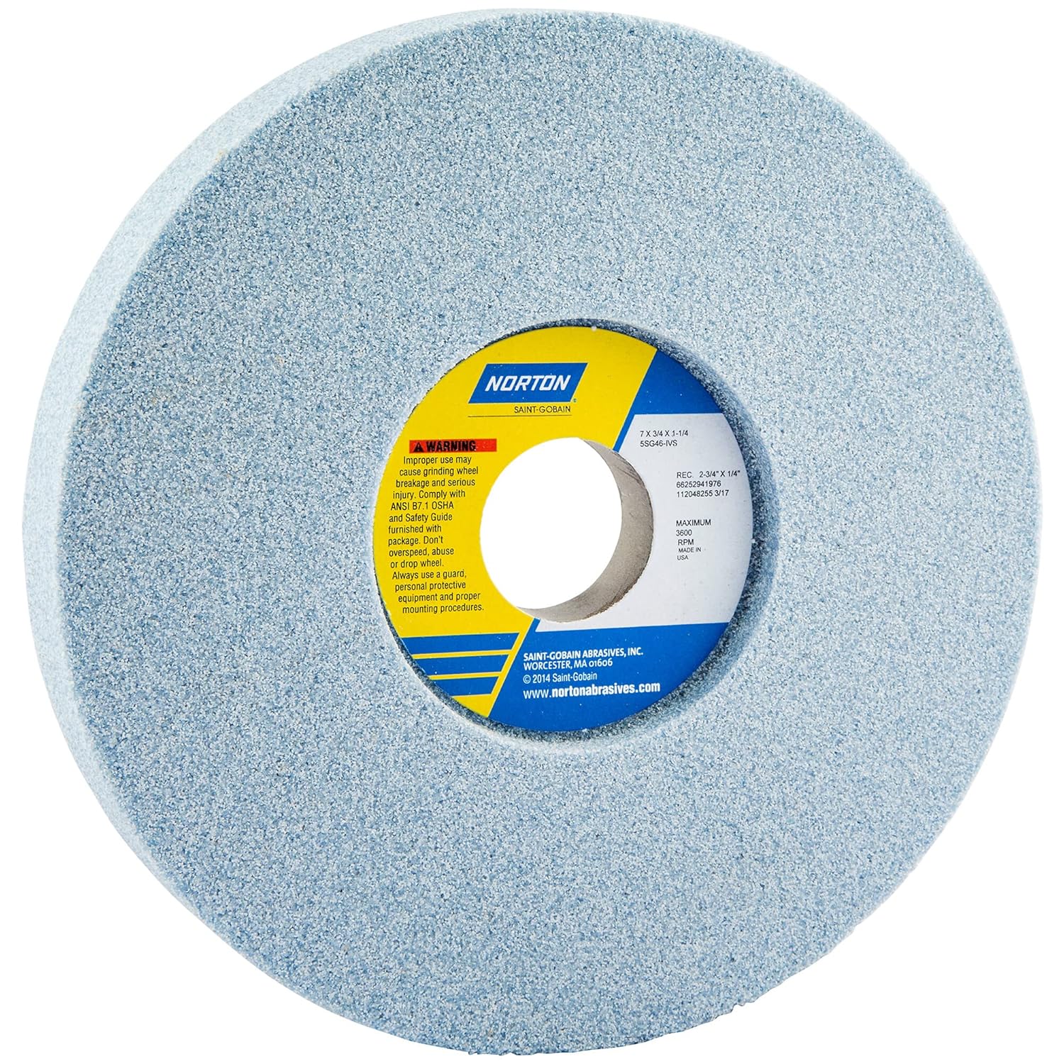 Recessed Grinding Wheel, 1/S, 7x3/4x1.25