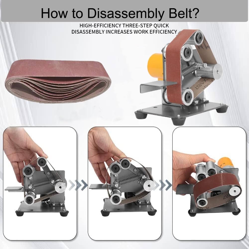 Electric Mini Belt Sander Polishing-Grinding Sharpener, 13 x 1.2inch Power 7 Adjustable Speed Multifunctional Mini Bench Belt Grinder Kit for Metal Knife Wood Polishing