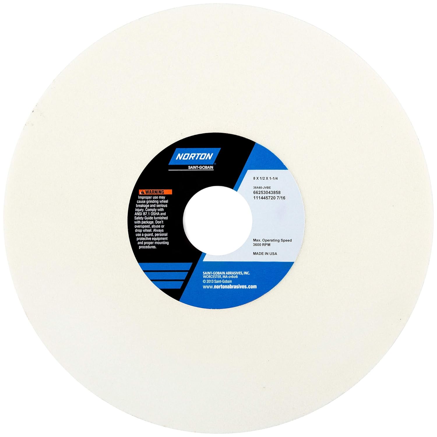 Grinding Wheel, T1, 8x1/2x1.25, Aluminum Oxide, 46G, PK5