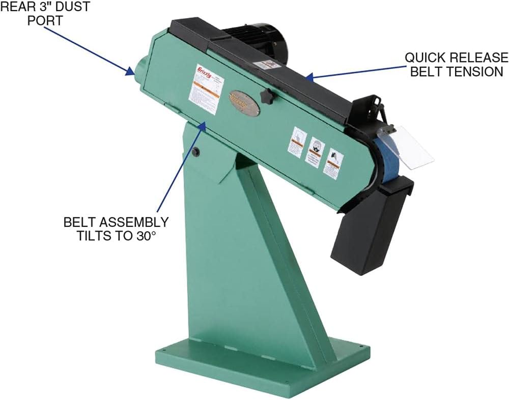 Grizzly Industrial G0489-3 x 79 2-Wheel Metal Belt Grinder/Sander