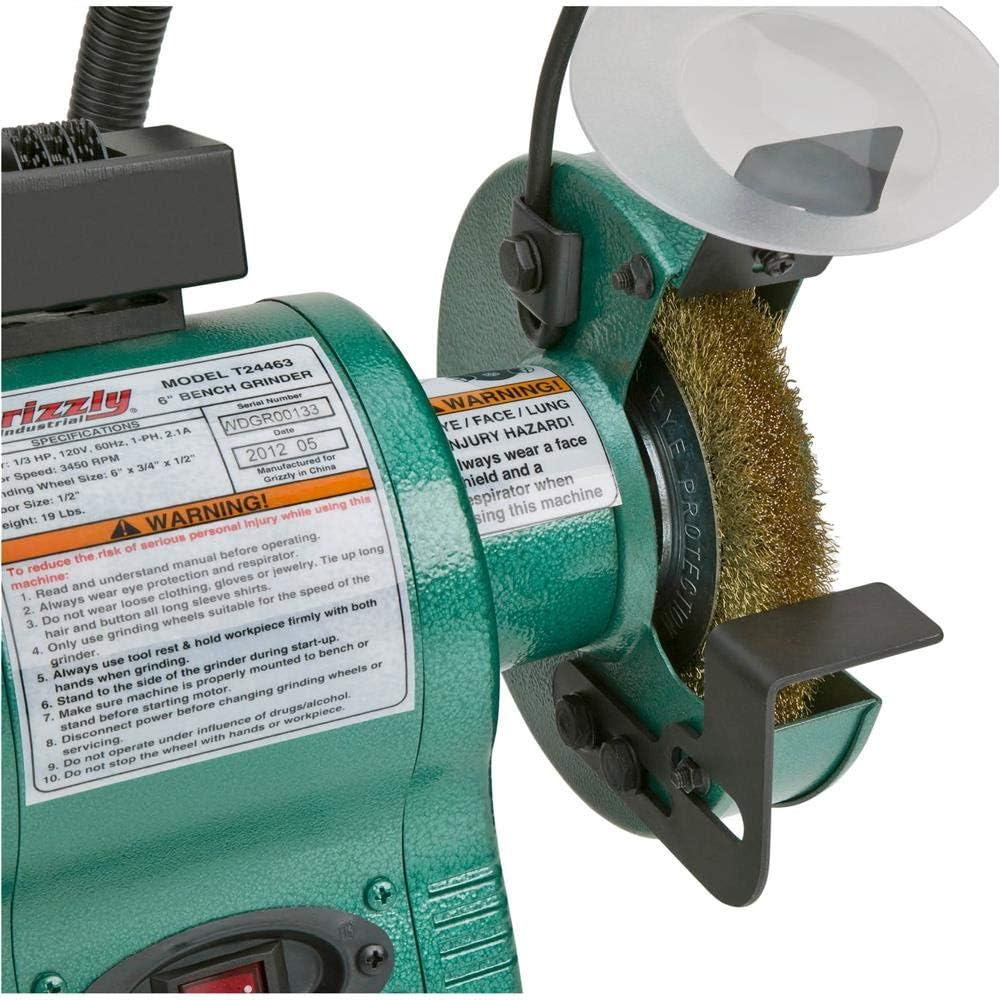 Grizzly Industrial T24463-6 Bench Grinder with Work Light