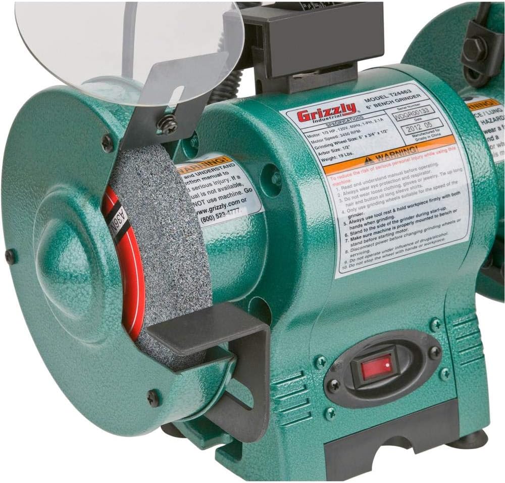 Grizzly Industrial T24463-6 Bench Grinder with Work Light