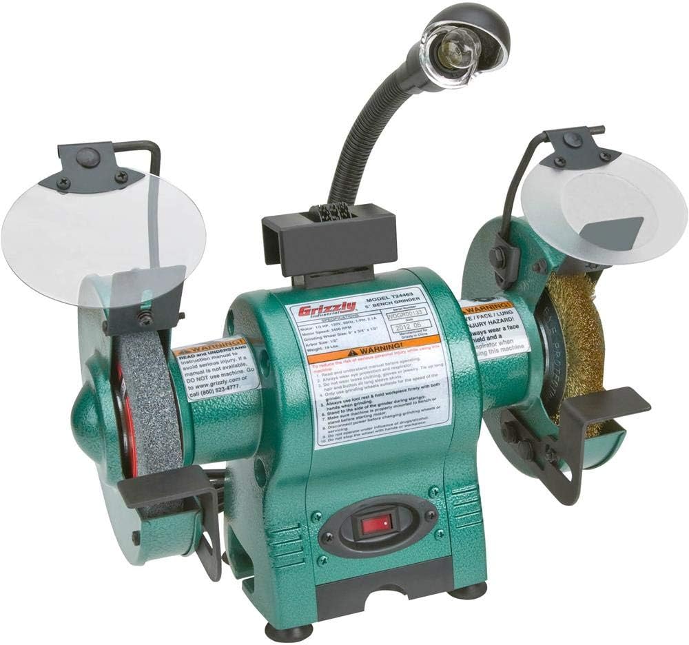 Grizzly Industrial T24463-6 Bench Grinder with Work Light