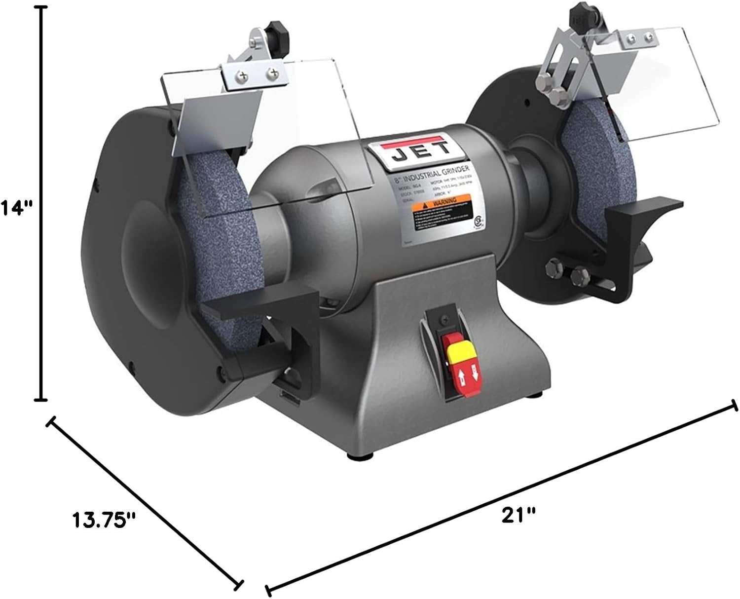 JET 8-Inch Industrial Bench Grinder, 3600 RPM, 1 HP, 1Ph 115V (Model IBG-8)