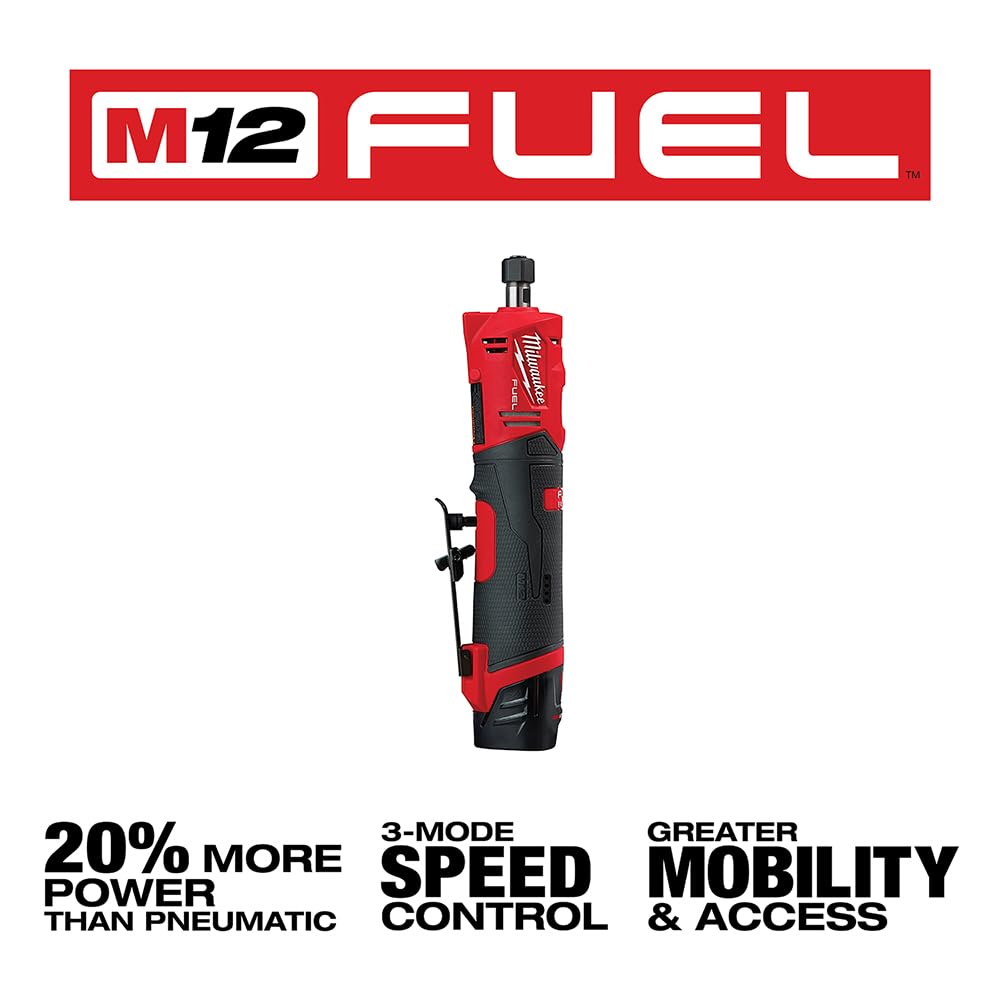 Milwaukee 2486-22 M12 Fuel 1/4 Straight Die Grinder 2 Battery Kit