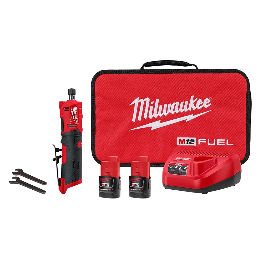 Milwaukee 2486-22 M12 Fuel 1/4 Straight Die Grinder 2 Battery Kit