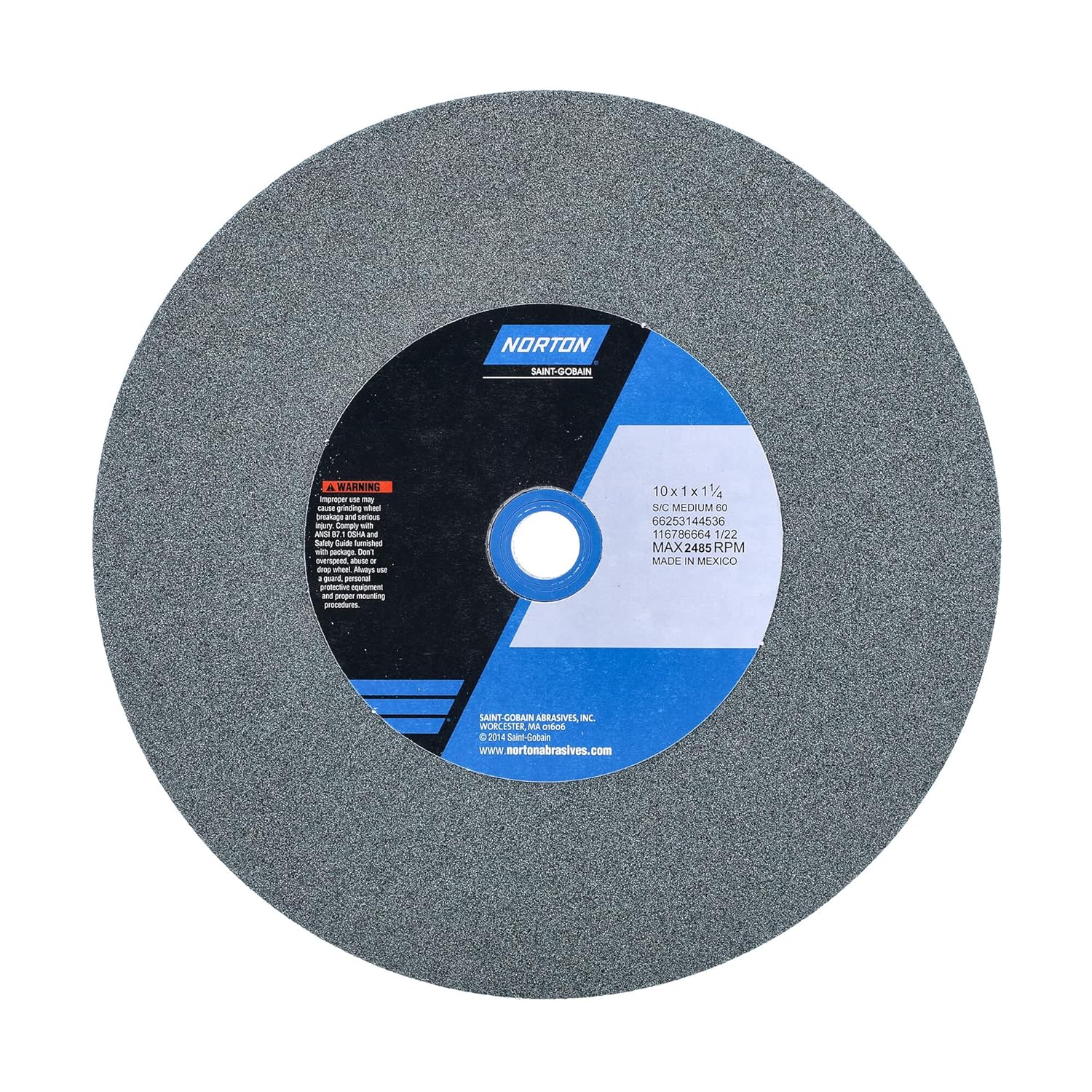 Norton 66253144536 10 X 1 X 1-1/4 Medium Type 01 Straight Gemini Bench  Pedestal Grinding Wheel