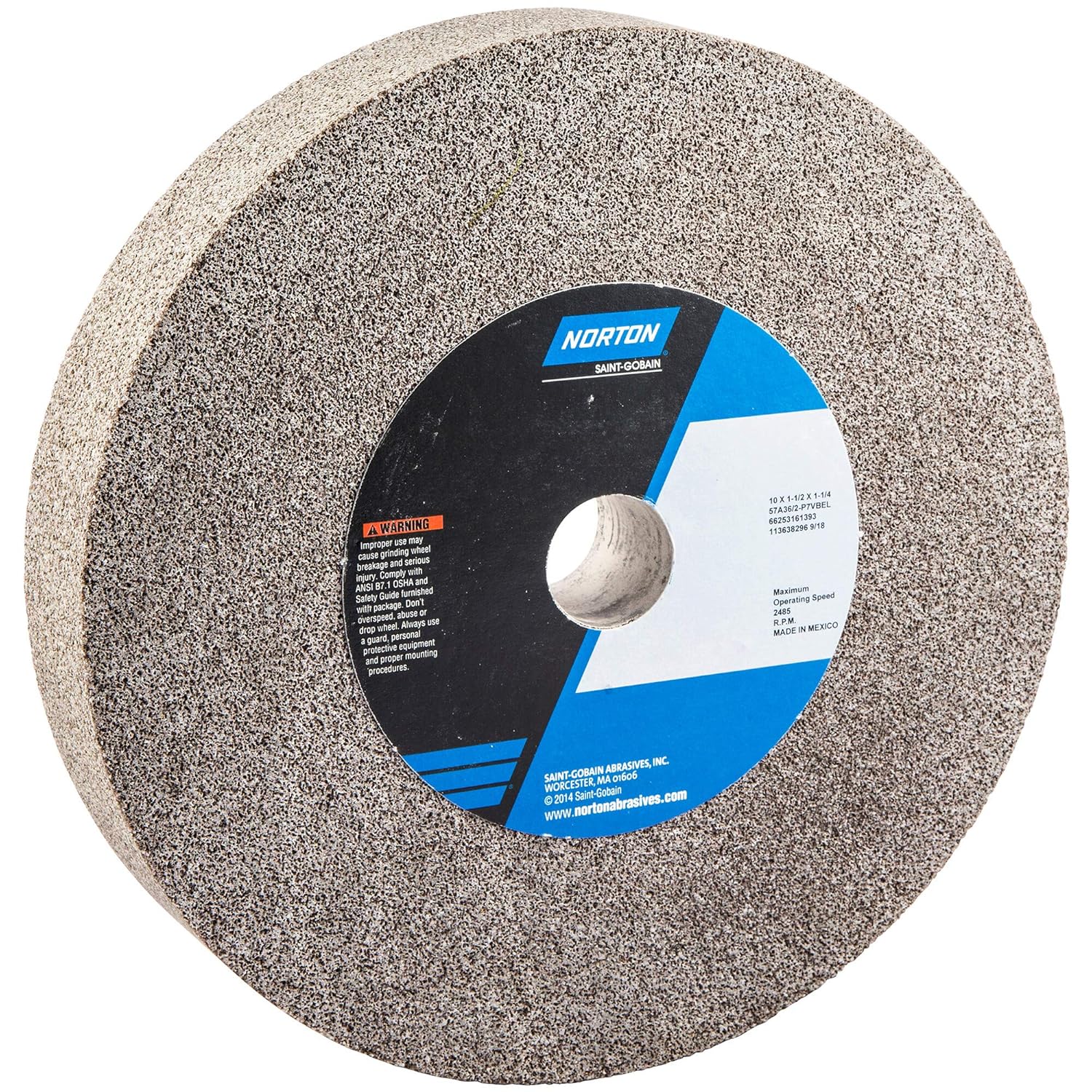 NORTON 66253161393 10 X 1-1/2 X 1-1/4 GP COARSE Type 01 Straight Gemini Bench  Pedestal Grinding Wheel