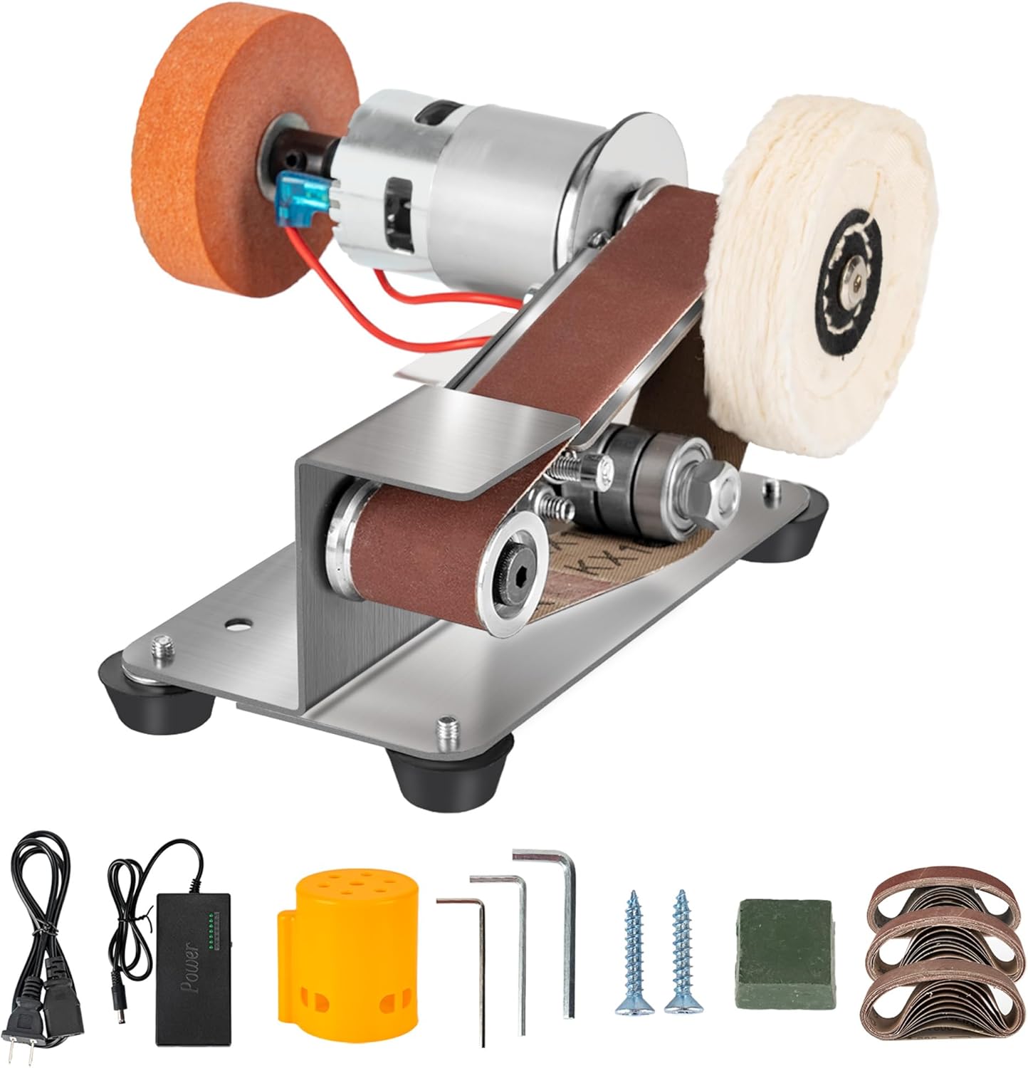 TOOVEM Mini Belt Sander-15 Degree Belt Grinder,Electric Belt-Sander Polishing,Multifunctional Electric Knife and Tool Sharpener for Metal Working, Knife Making and DIY Woodworking