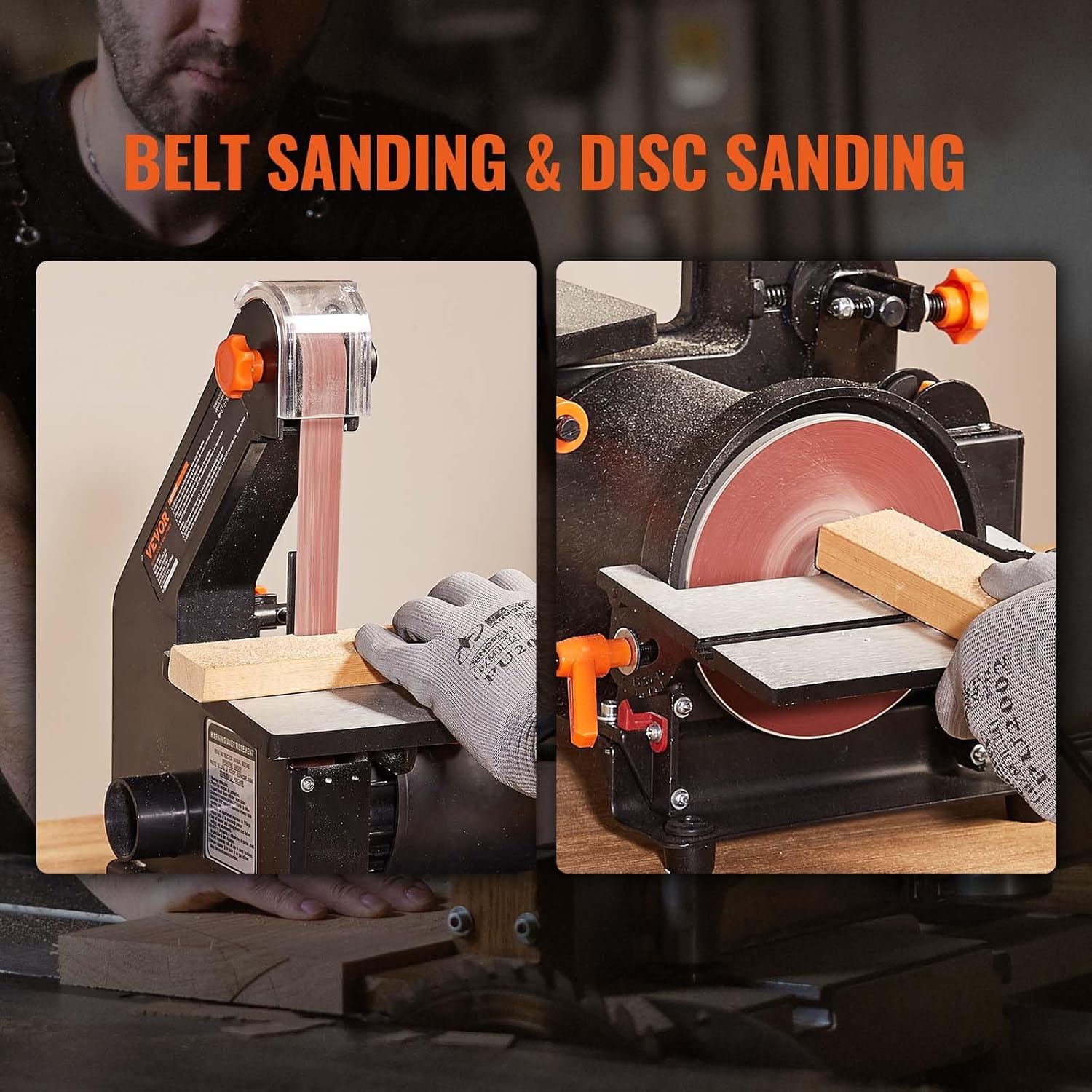 VEVOR 1 x 30 Inch Belt Sander with 5 Inch Disc Sander, Powerful Bench Sander with 2.5A Induction Motor for Woodworking