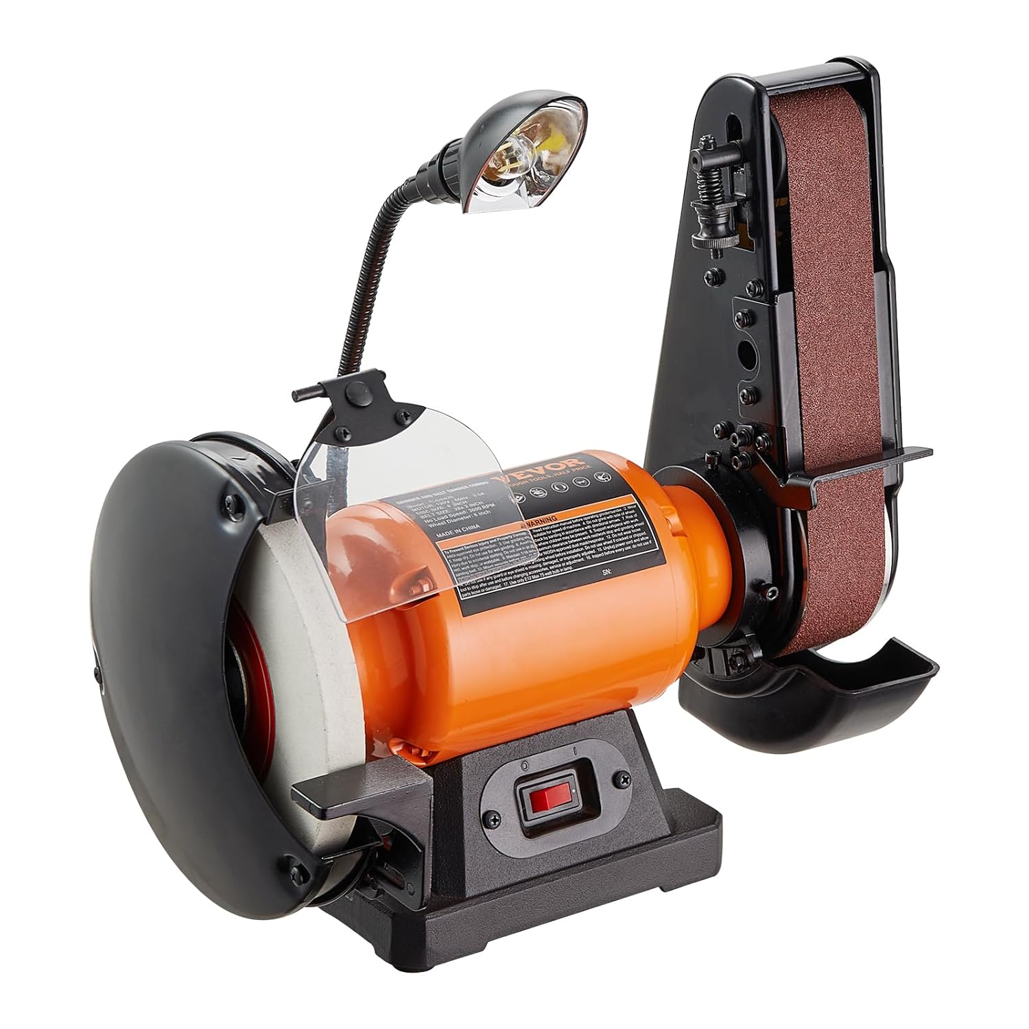 VEVOR 8 Inch Bench Grinder with 2 x28 Inch Belt Sander Combo, Bench Grinder Sander with 2.5A Induction Motor for Metalworking Sharpening Grinding
