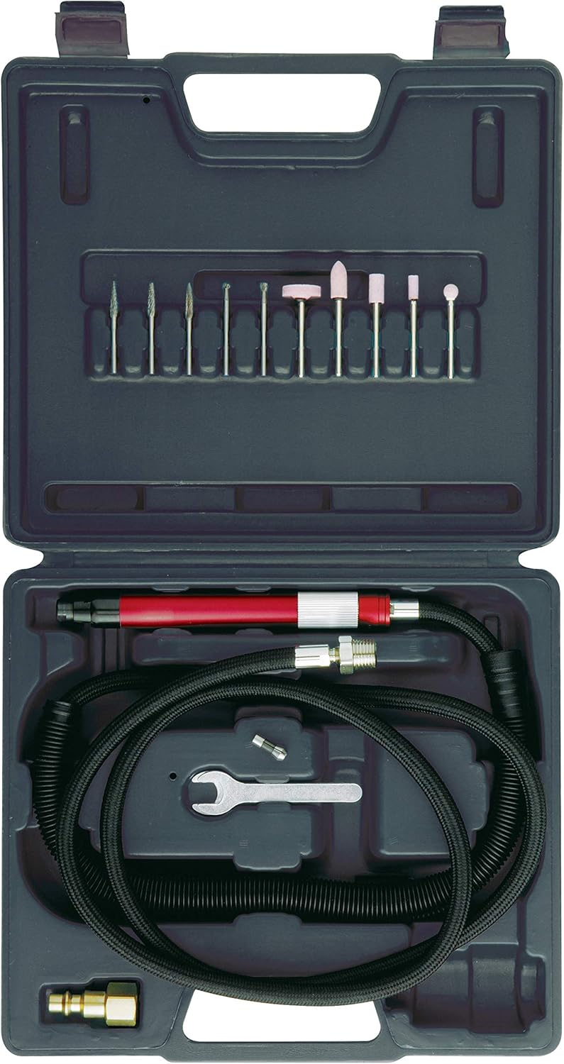 Chicago Pneumatic CP9104Q Kit - Air Pencil Die Grinder Tool, Welder, Woodworking, Automotive Car Detailing, Stainless Steel Polisher, Heavy Duty, 1/8 Inch (3mm), 0.05 HP / 40 W - 60000 RPM,Red