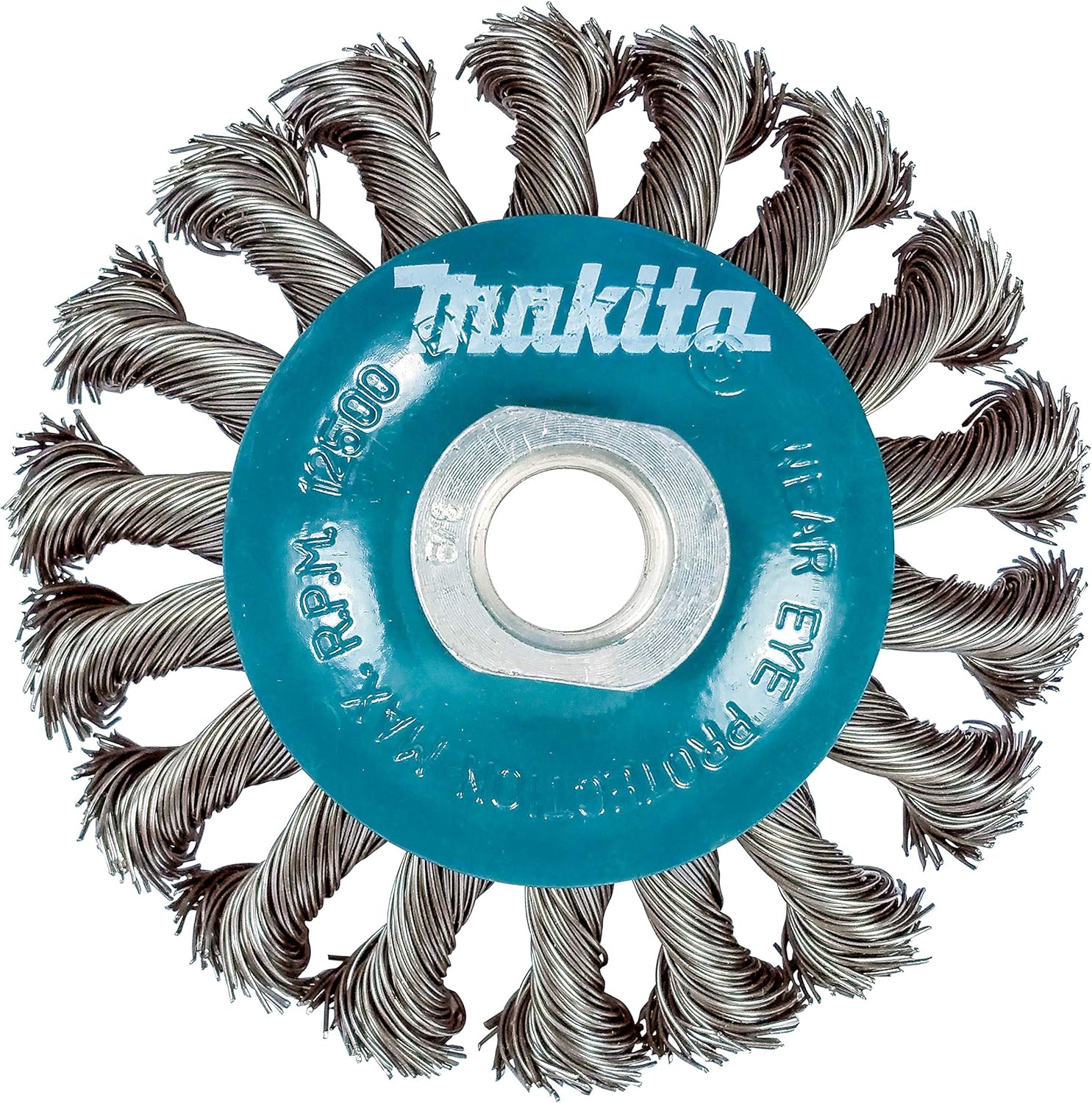 Makita 1 Piece - 4.5 Knotted Twist Wire Wheel Brush For 5-9 Grinders - Heavy-Duty Conditioning For Metal - 4 1/2 x 5/8-Inch | 11 UNC