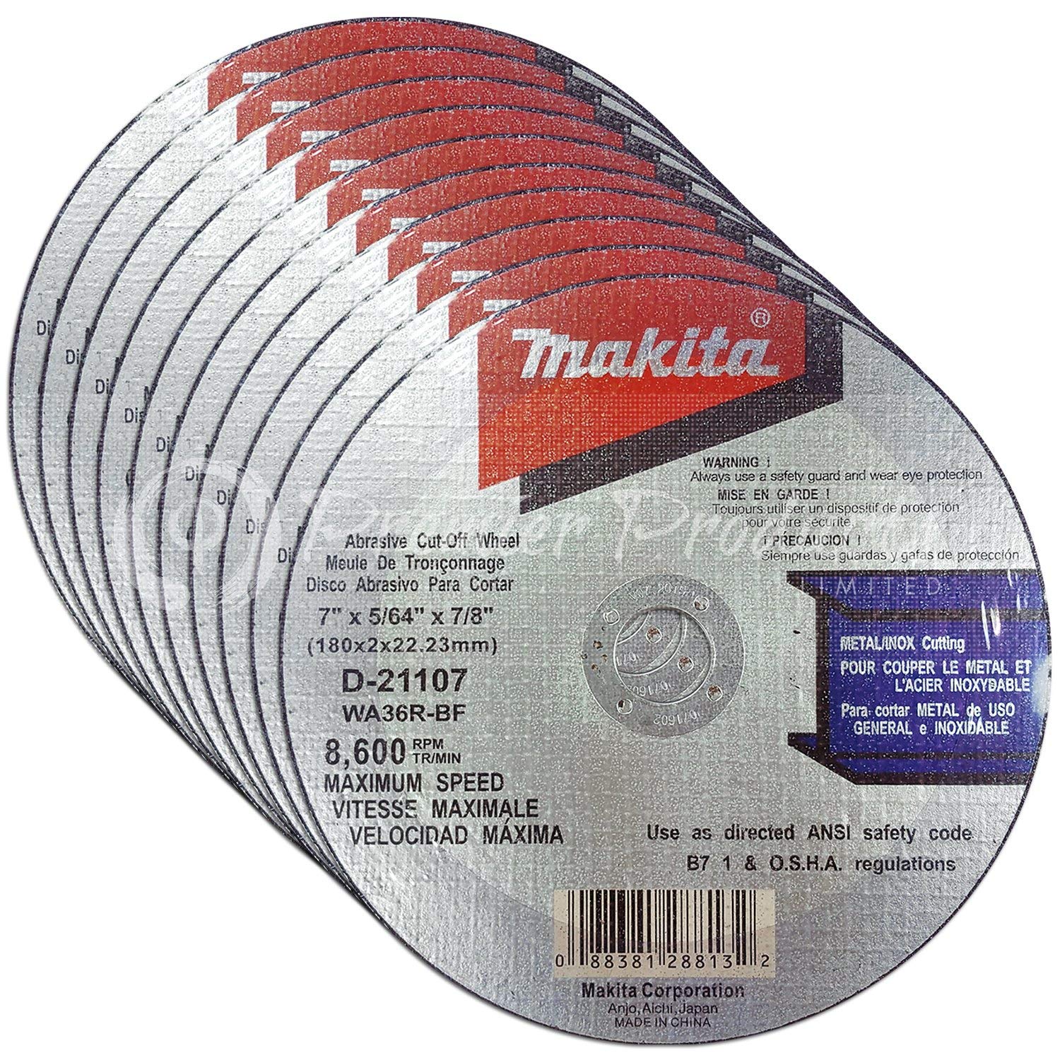 Makita 10 Pack - 7 Inch Cut Off Wheel for 7” Grinders - Aggressive Grinding for Metal  Stainless