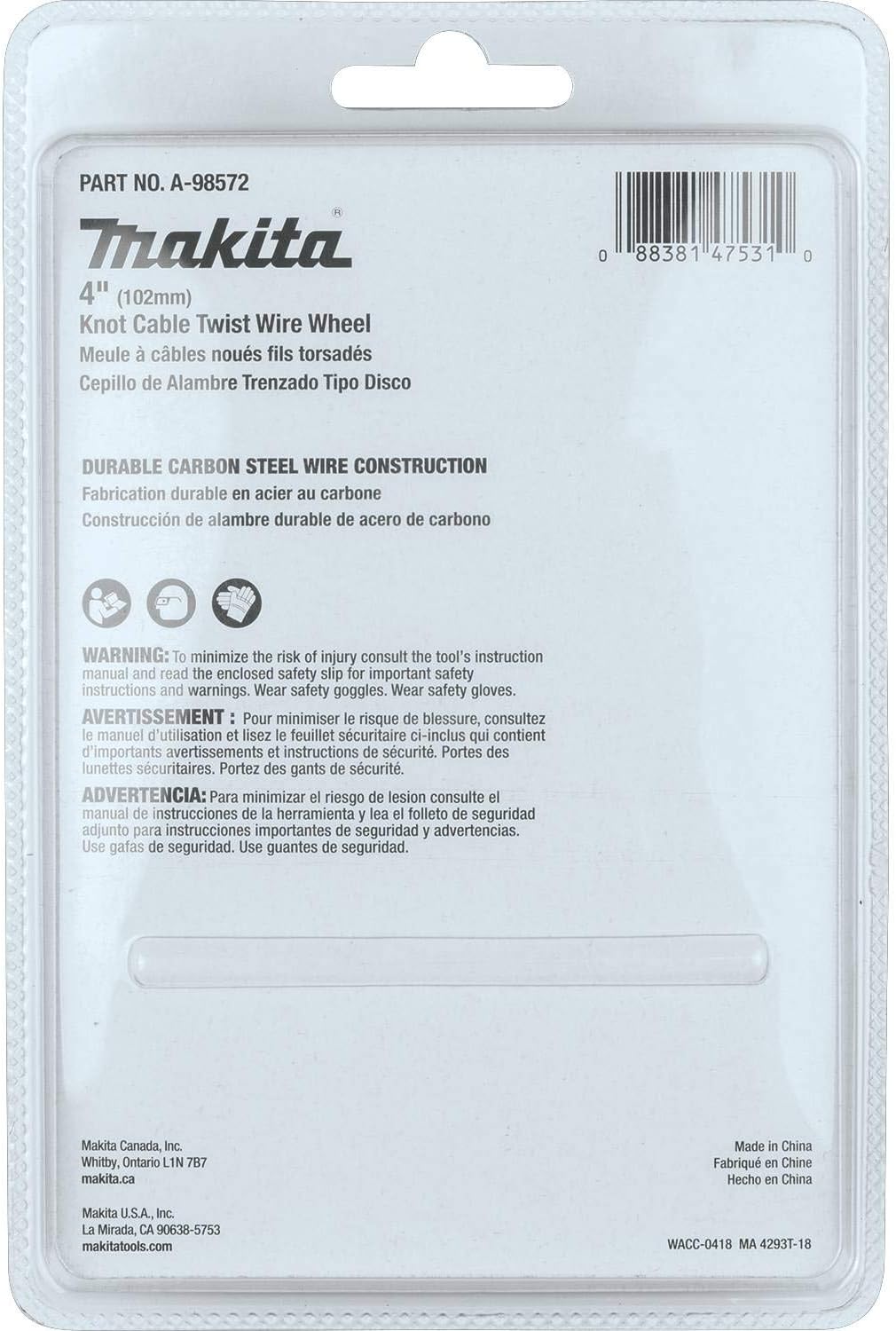 Makita A-98572 4 Knot Cable Twist Wire Wheel, 5/8-11