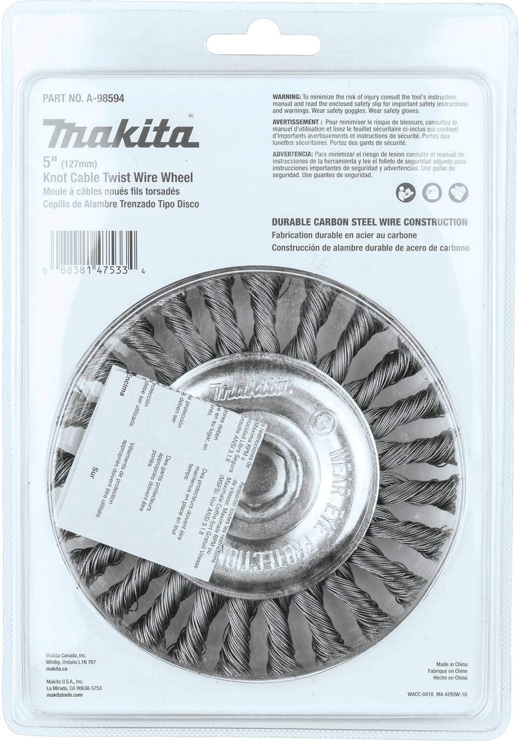 Makita A-98594 5 Knot Cable Twist Wire Wheel, 5/8-11