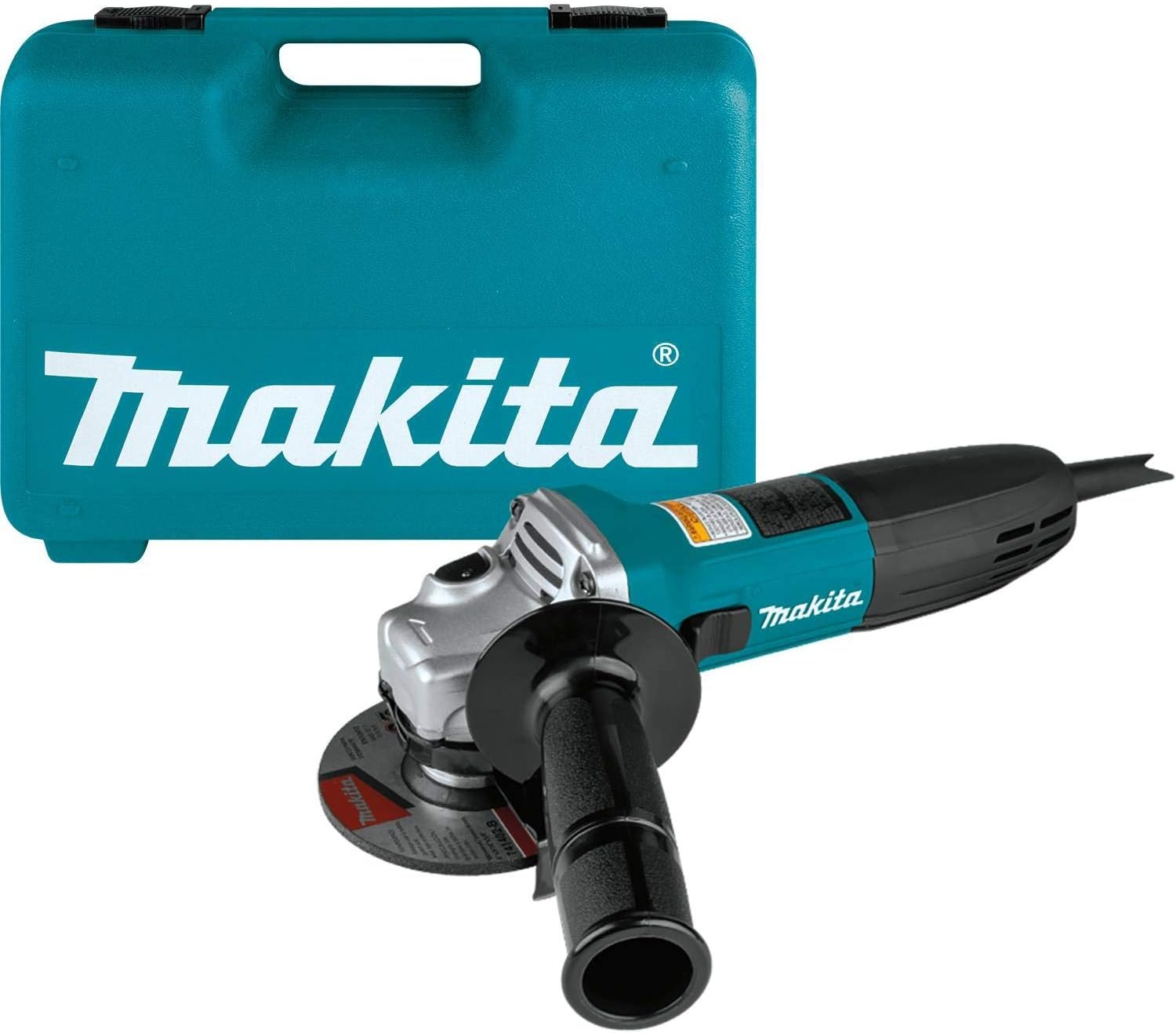 Makita GA4030K 4 Angle Grinder, with tool case, Teal