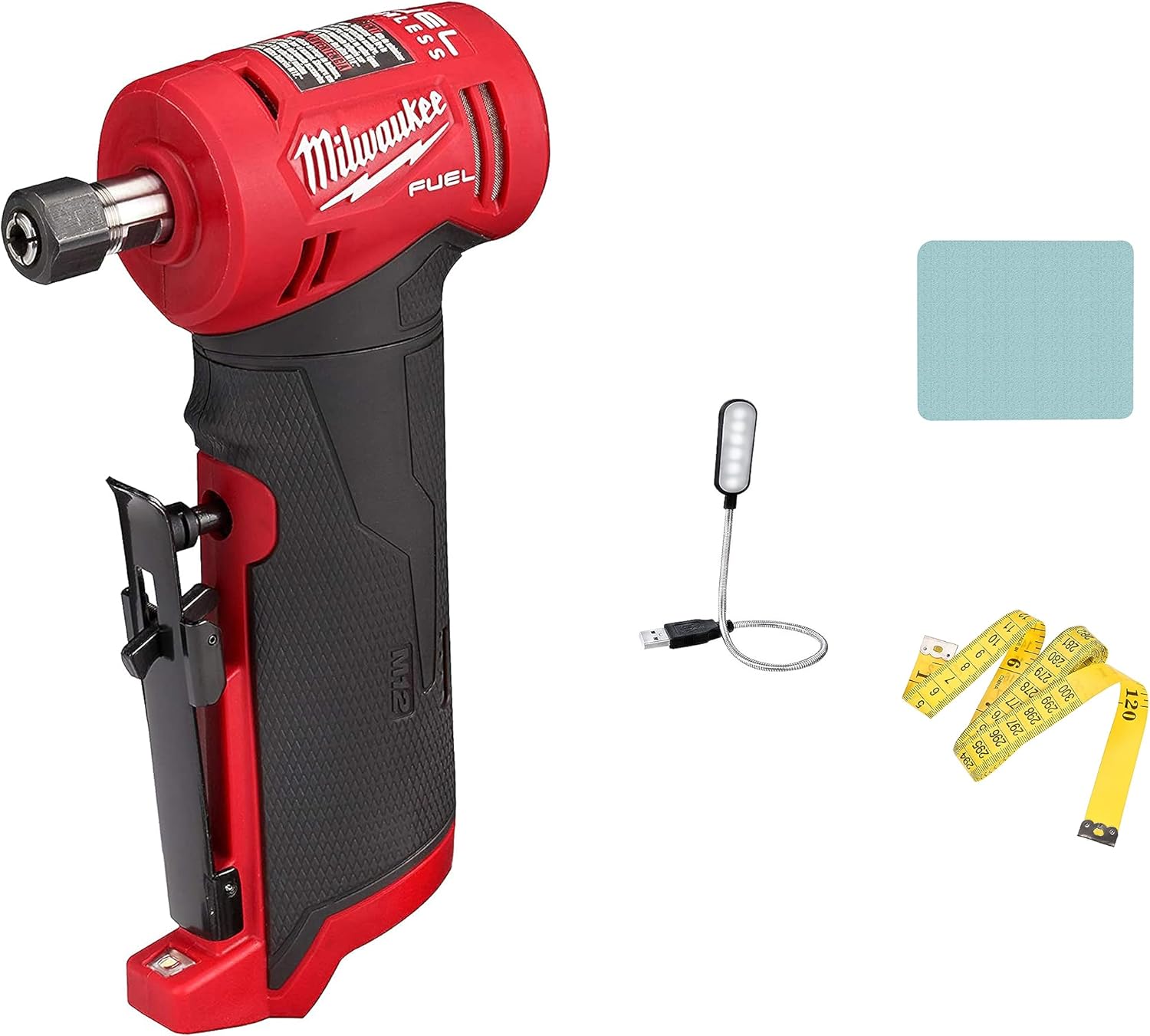 Milwaukee M12 FUEL 12V Lithium-Ion Brushless Cordless 1/4 in. Right Angle Die Grinder (Tool-Only) + Accessories