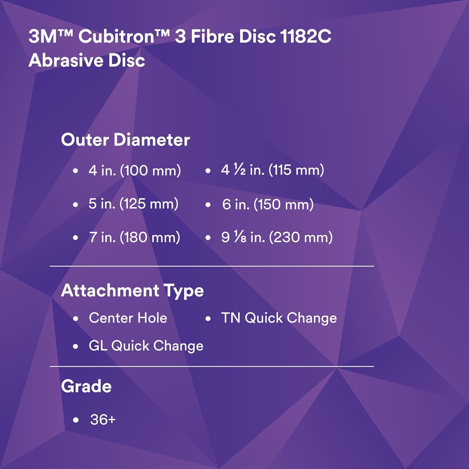 3M Cubitron 3 Fibre Disc 1182C, 36+, 5 in x 7/8 in, Die 500P, Reduce Changeout, Increase Productivity, Use on Mild or Carbon Steel, for Beveling, Heavy Grinding, Weld Removal, Flame Cut Smoothing