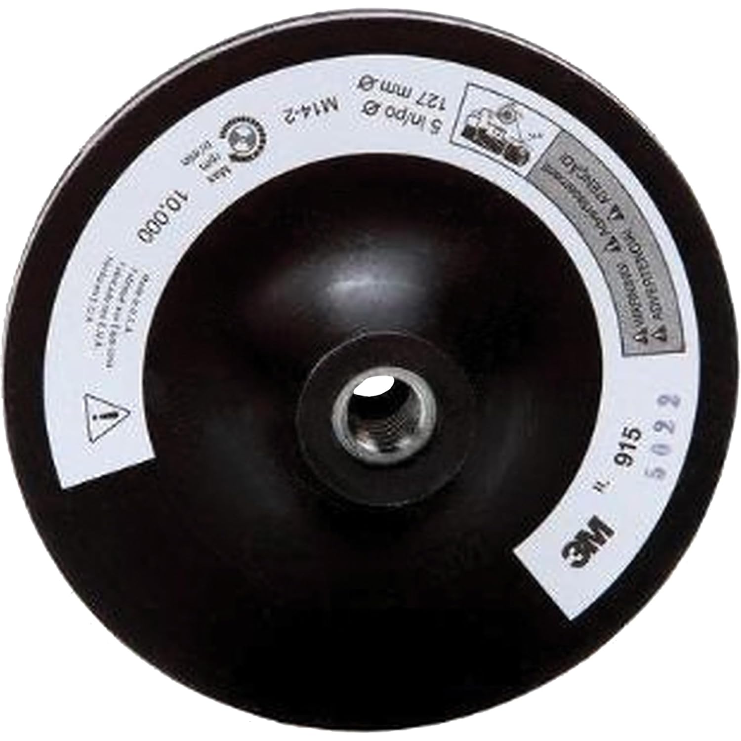 3M Disc Pad Holder - For Metal Grinding, Finishing, Surface Preparation - Use With Metalworking Power Tools - 5 x 1/8 x 3/8 5/8-11 Thread - 915