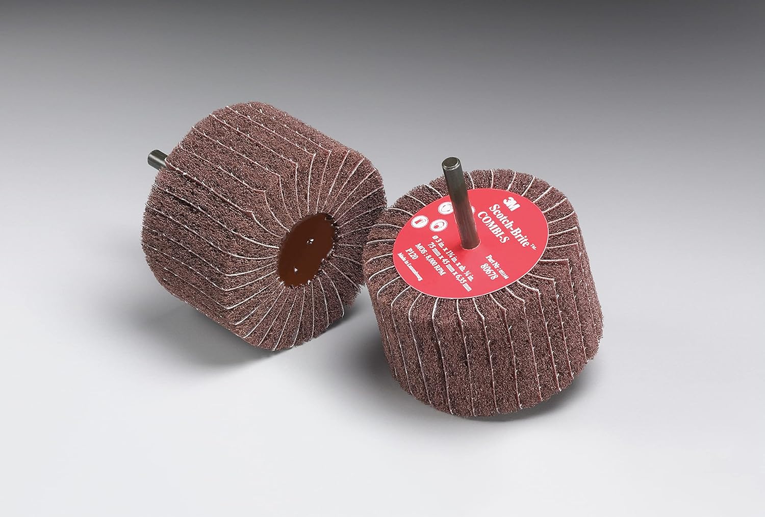 3M Scotch-Brite Combi-S Wheel - P180 Grit Aluminum Oxide - X-Weight Backing - Metal Finishing Wheel For Die Grinder - 3 x 1.75 x 1/4 - 80799