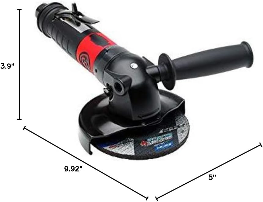 Chicago Pneumatic CP3550-120AB45 - Air Grinder Tool, Welder, Woodworking, Automotive Car Detailing, Stainless Steel Polisher, Right Angle Grinder, 4.5 Inch (115 mm), 1.48 HP / 1100 W - 12000 RPM