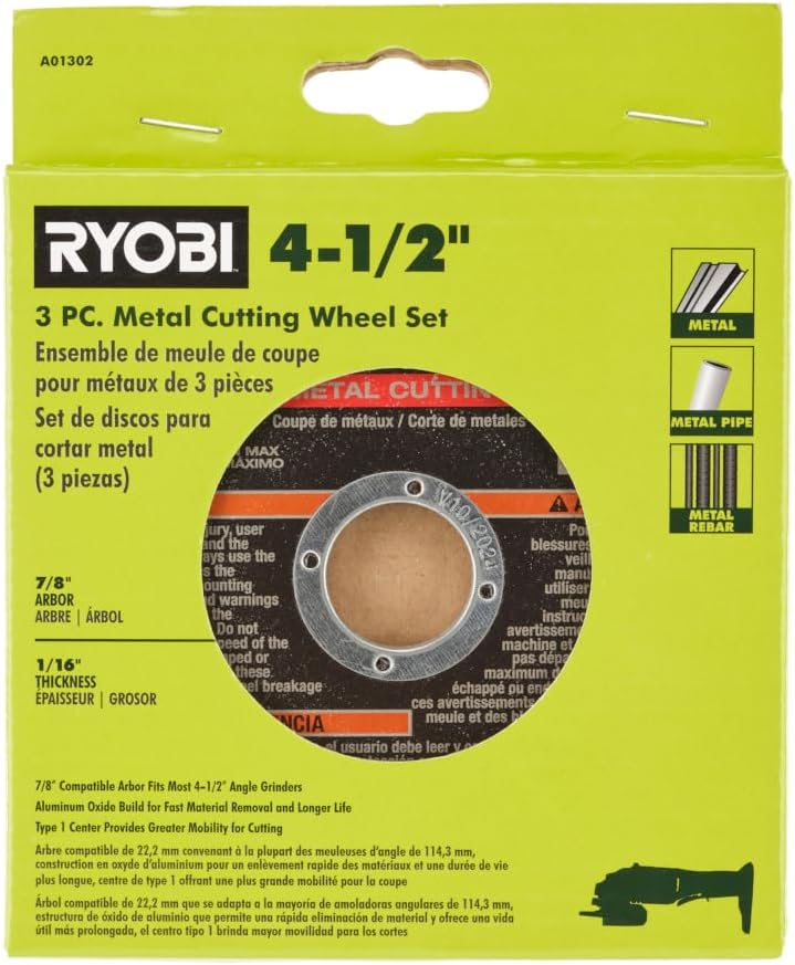 RYOBI 3 PC. 4-1/2 Metal Cutting Wheel Set 3 Pack Grinding